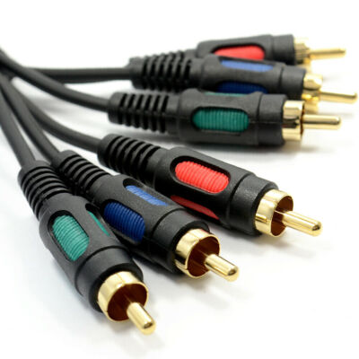 Component Video RGB YUV 3 Cinch 3 Cinch Kabel 50cm Schwarz Gold