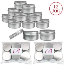 80g/80ml (12 PCS) Silver Aluminum Tin Storage Jar Containers with Screw top Lids