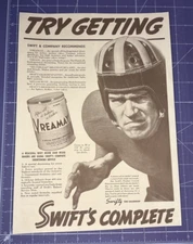 VREAMAY VEGETABLE SHORTENING SWIFT & COMPANY SWIFTY FOOTBALL   1939 PRINT AD