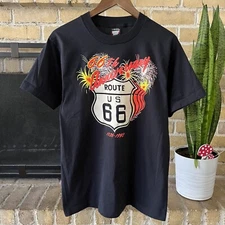 Vintage 90’s Route 66 Anniversary Screen Stars Black T Shirt Size Large