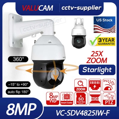 Wizsense 4K 8MP PTZ 25x AI Starlight IP Speed Dome Camera VC-SDV4825IW-F Valucam