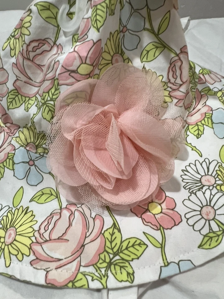 NWT Baby Essentials Floral Sun Beach Summer Hat Size 0-12 Mon Adjustable Strap - Image 3 of 4