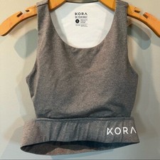 KORA Activewear Heather Grey Contour Sports Bra Cut Outs Padded S Small