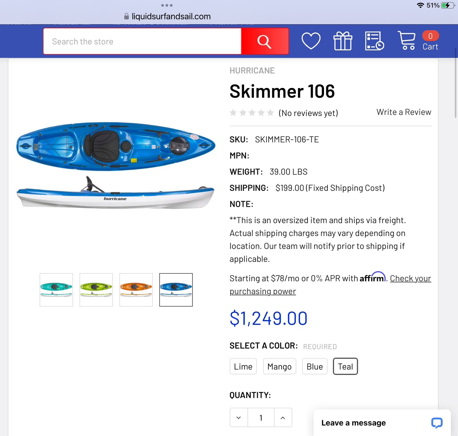 Kayak Hurricane Skimmer 106 eBay