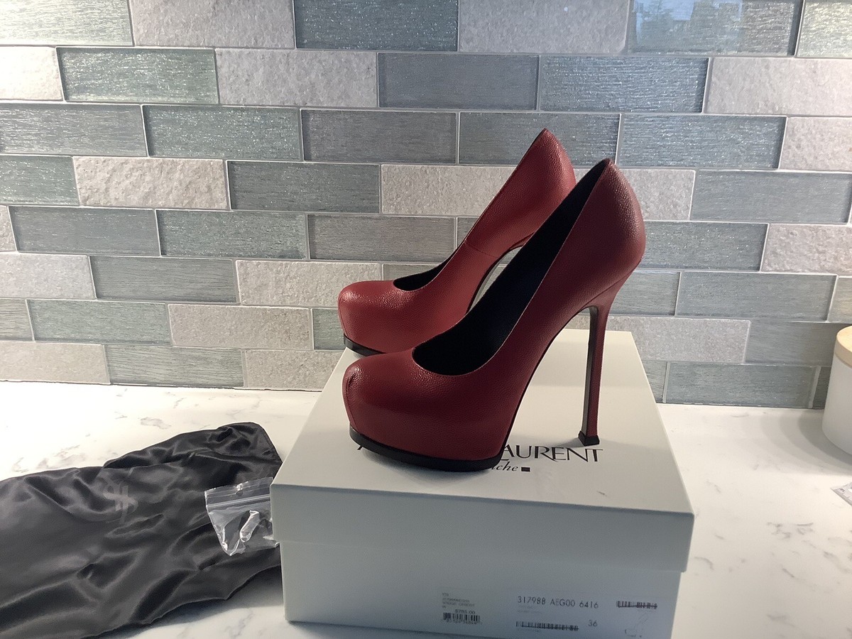 ysl yves saint laurent Rouge Orient Red Platform Heels Size 36/6