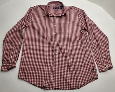 Chaps Mens Shirt Medium Red Gingham Checkered Plaid Dress Cowboy Western