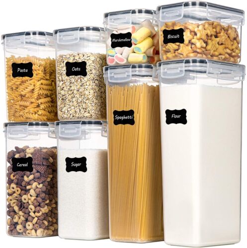 Kitchen Pantry Food Storage Airtight Container Set 8PCS W/ Lock Lid Cereal Flour