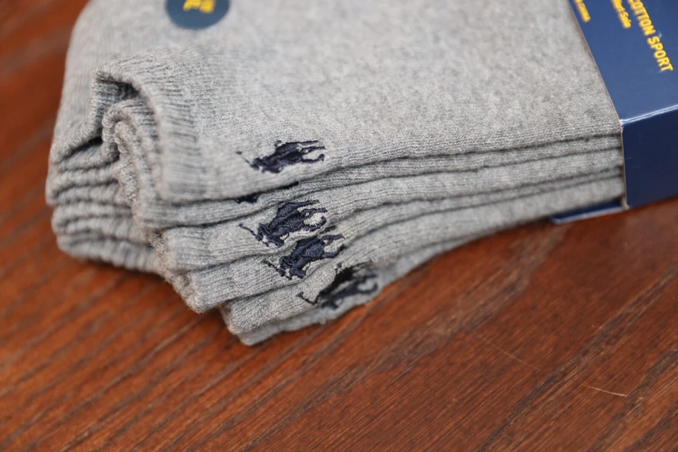 Polo Ralph Lauren лодыжки носки серый с черным логотипом - 3 упаковки размер XL - Изображение 3 из 4