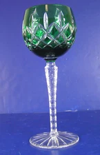 Green AJKA Hungary Crystal ARABELLA Wine Hock Cut Clear Glass 8.25" New w Label