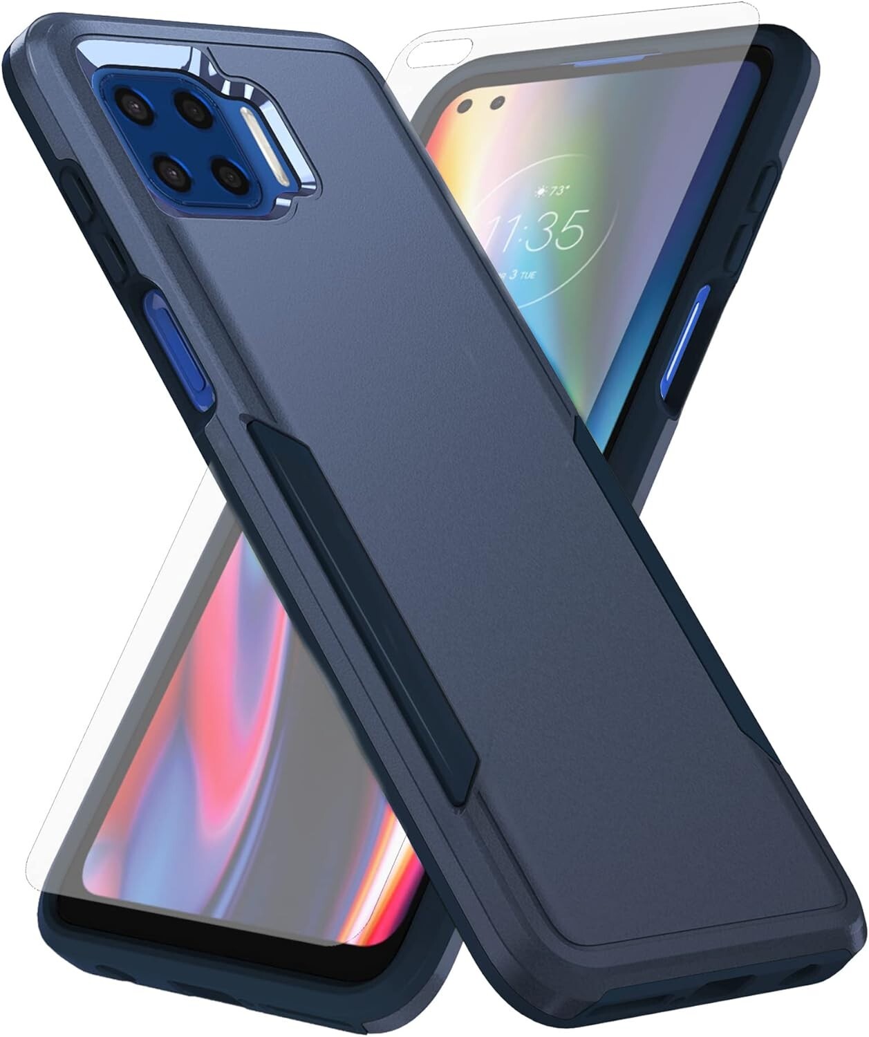 Phone Case for Moto One 5G/One5G UW/Moto G G5 Plus with Tempered Glass Screen...