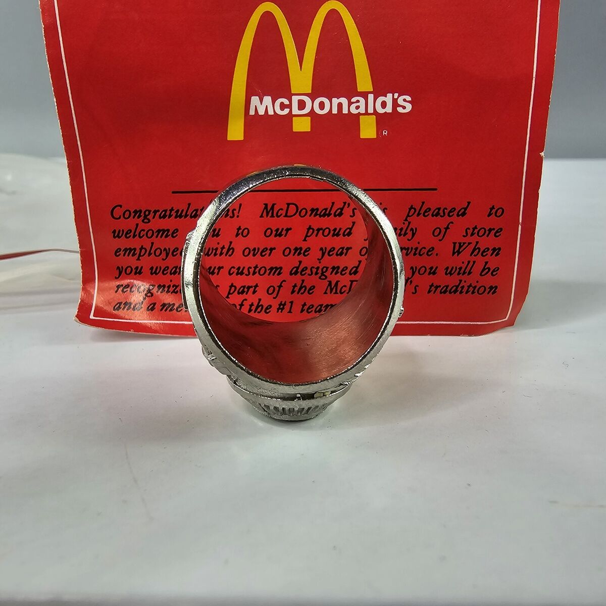 Vintage McDonalds QSC Employee Ring Size 9.5 Recognition Stainless Steel 1982 Vintage McDonalds QSC Employee Ring Size 9.5 Recognition Stainless Steel 1982