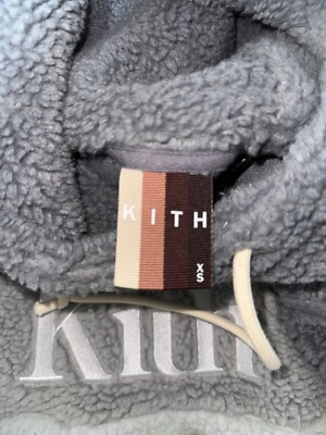 Kith Sherpa Double Pocket Hoodie Pearl Blue Size XS Authentic In