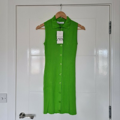 Zara Green Polo Collar Knit Dress BNWT 