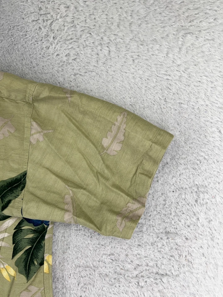 Рубашка чероки для взрослых средний зеленый цветочный гавайский хлопок вискозная смесь на пуговицах - Изображение 2 из 4