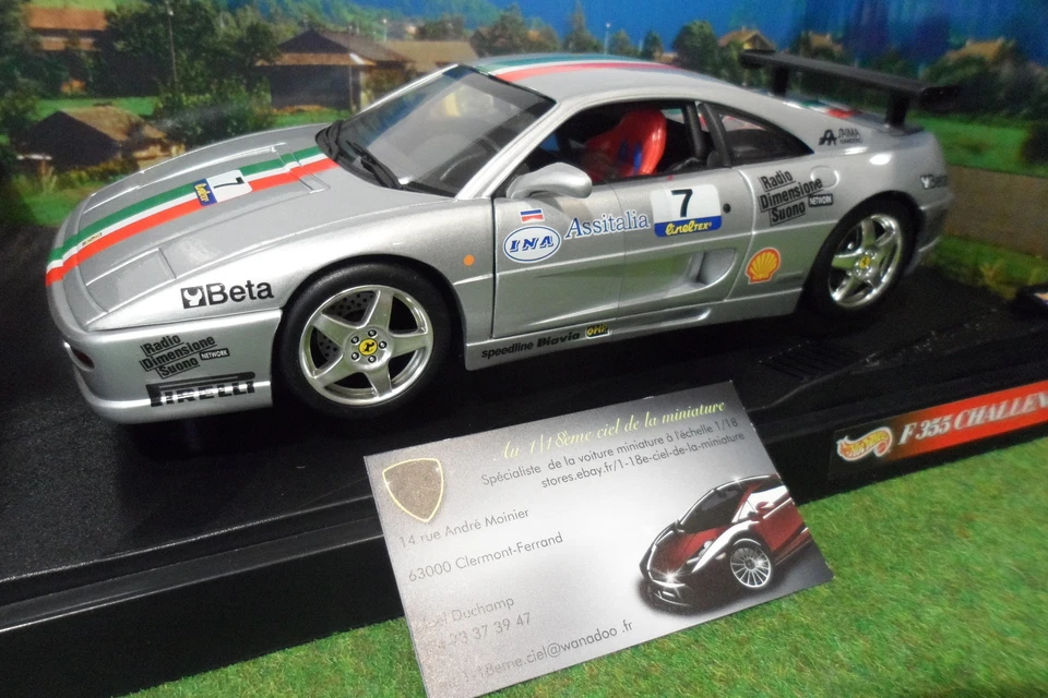 FERRARI F355 CHALLENGE #7 grs 1/18 HOT WHEELS 23909 voiture miniature collection - Photo 1/1