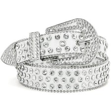 Rhinestone Belt for Men Women Western Cowboy Cowgirl Bling Studded Leather Be...
