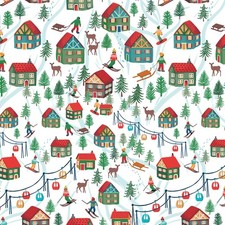 Feline Drive Fabric CHRISTMAS MINIATURES Ski Village - Fat Quarter 18x22" FQ