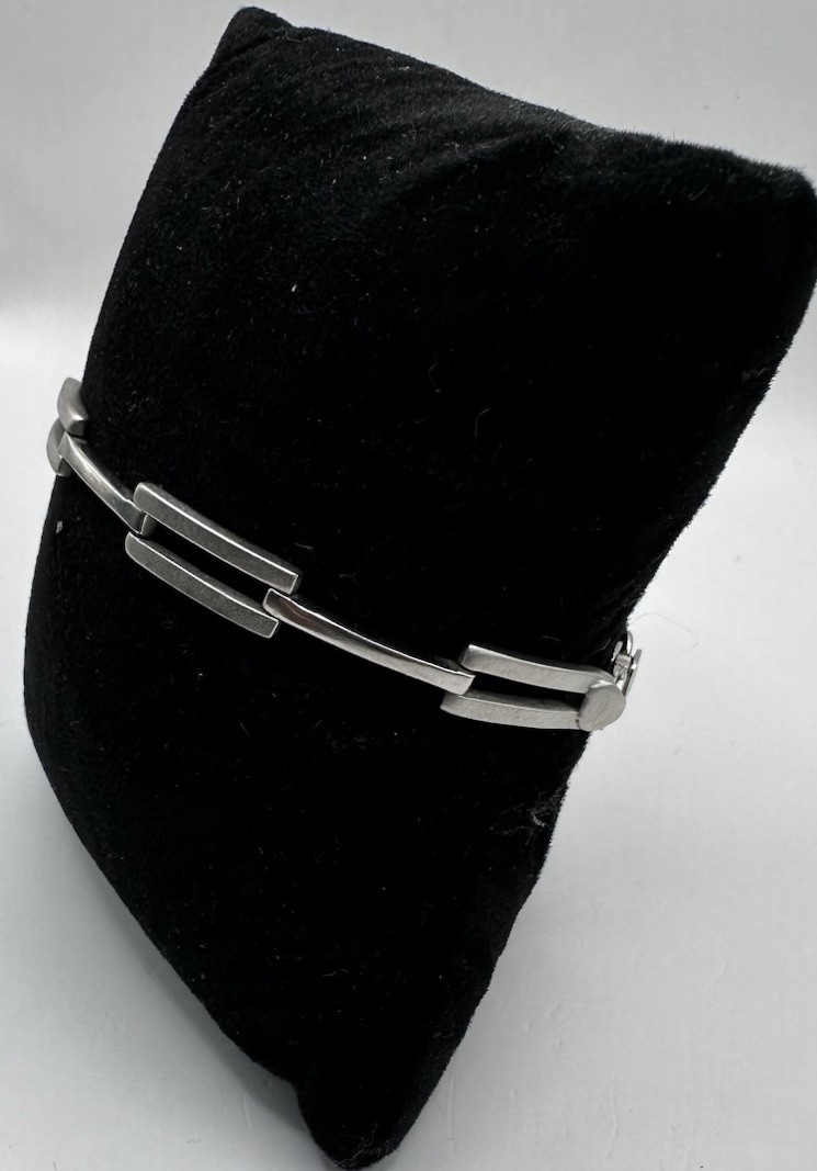 Sterling Silver 6mm Rectangular Link Bracelet 11.… - image 2