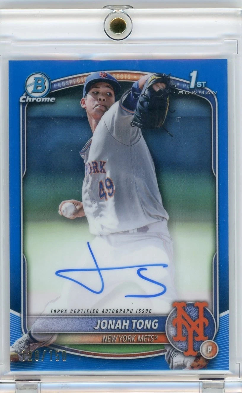 2025 Bowman Jonah Tong 1st Chrome Auto True Blue Refractor /150