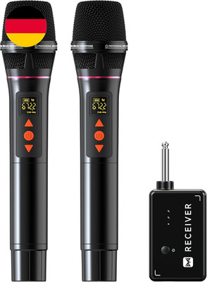 Kabelloses Mikrofon, Professionelle Metall-Uhf-Dual-Wireless-Mikrofone Mit 3Ms Ü
