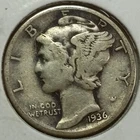 1936-P MERCURY 90% SILVER DIME (Fine Details)