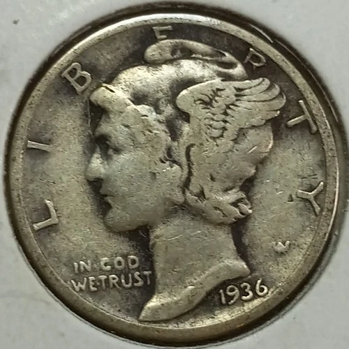 1936-P MERCURY 90% SILVER DIME (Fine Details)