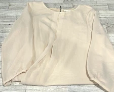 H&M Womens 3/4 sleeve delicate layered shift dress knee length zip SZ 8 ivory