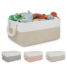 Foldable Linen Storage Basket With Handle Organizer For Underwear Socks Baby Toy