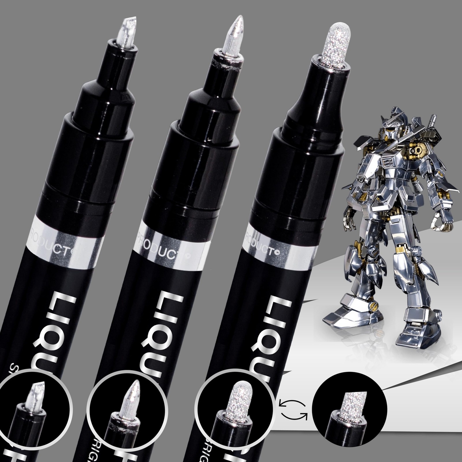 COORIART 3PK Liquid Chrome Markers - 1 Count (Pack of 3), - 3Pack