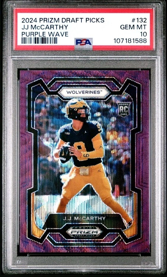 2024 Panini Prizm Draft Picks #132 JJ McCarthy Purple Wave 💜 PSA 10 Michigan