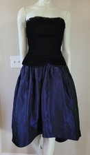 VTG Jessica McClintock Gunne Sax 90s Iridescent Blue Black Velvet Dress