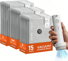 15 Pack Vacuum Storage Bags with Electric Pump for Travel Luggage Clothes  T...