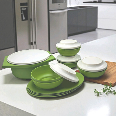 Tupperware Tortilla Keeper Seal N Serve Bowls Serenity Oval Plates Avocado Green