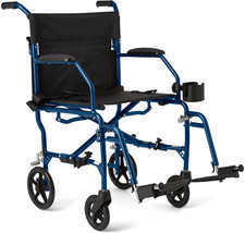 Transport Wheelchair with Permanent Desk Arms, Swing-Away Footrests, Lightweight