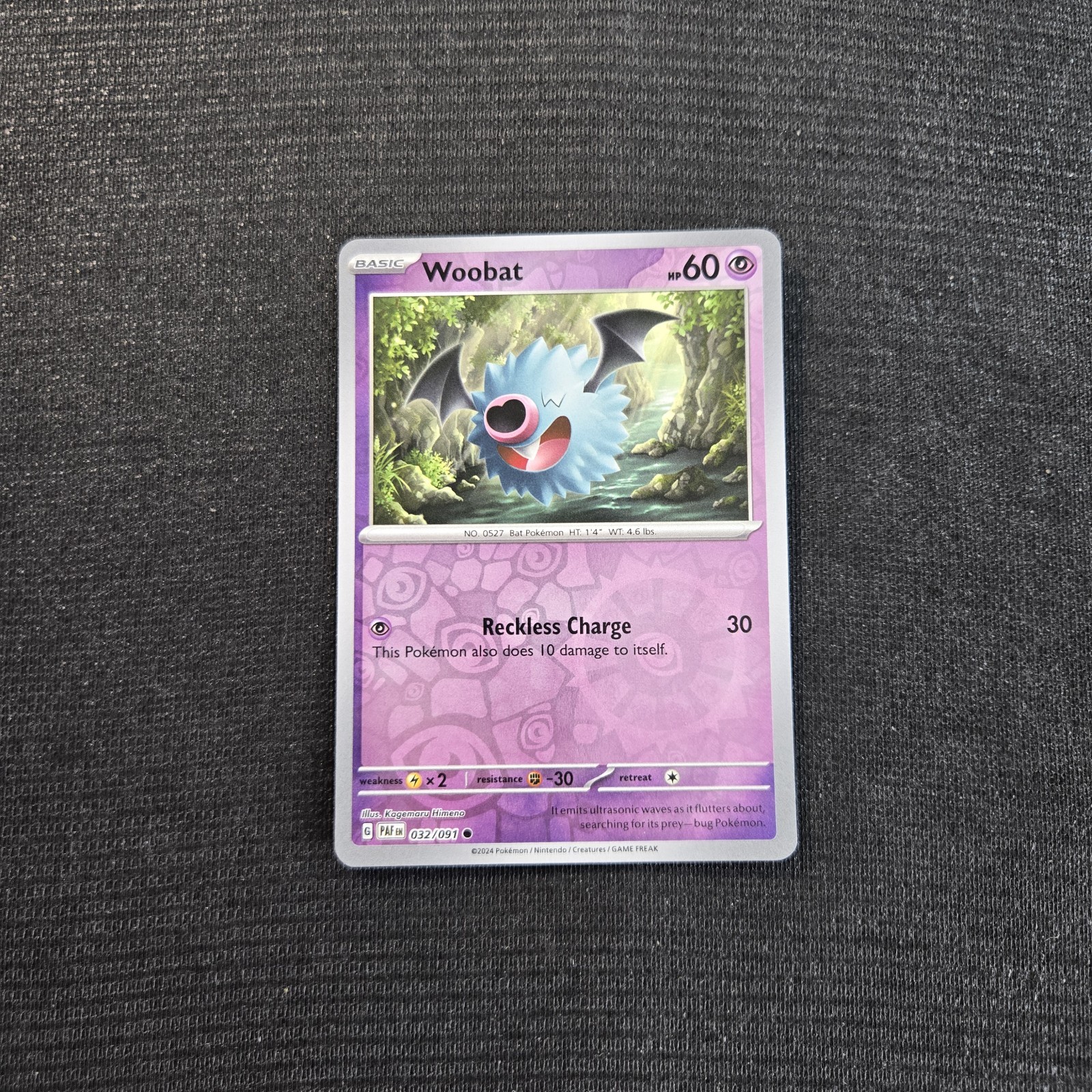 Pokemon TCG Paldean Fates Woobat Reverse Holo Card 32/91