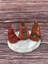 Vintage Log Of 3 Buddha And Confucius Chalkware Incense Burners, Made in USA