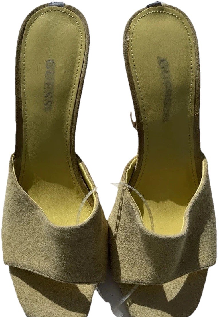 GUESS Yellow Leather Square Toe Heels Women Size 6 Hambree 1191221