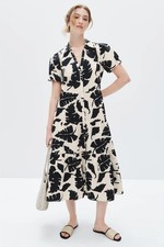 NWT Brochu Walker Havana Midi in Tropical Combo Floral Cotton Shirt Dress XS