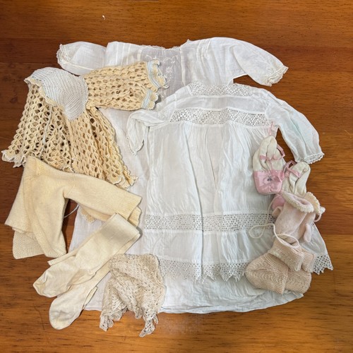 Vintage Antique Lot Baby Clothes, Christening Gowns, Mittens & Booties, MOP