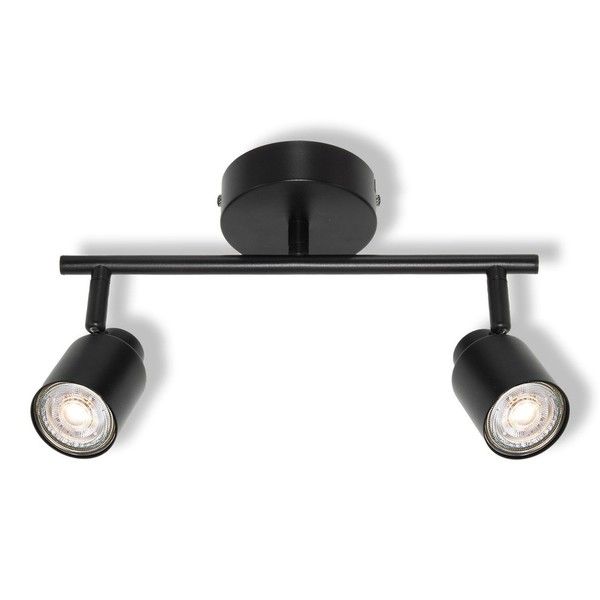 Deckenstrahler Metall Schwarz Osram GU10 2-Flammig Schwenkbar Spot Schlafzimmer-image