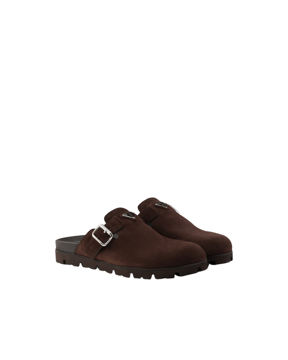 PRADA $1170 Dark Brown Suede Mules New & Authentic | eBay