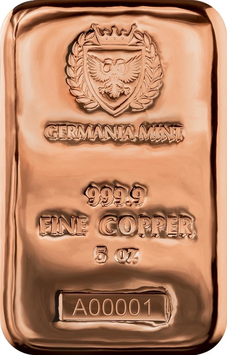 純銅ラウンド 99.9%以上 FINE COPPER 40ミリ 29g X10枚 5 oz Germania Mint Copper Bar – 999.9 Fine Copper – Sealed w/ Box