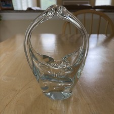 Beautiful Murano Blown Stretched Clear Glass Basket 7.5  Vintage