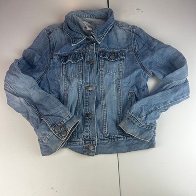 Old Navy Jeansjacke Damen L helle Waschung Knopfleiste klassische Jeans Trucker