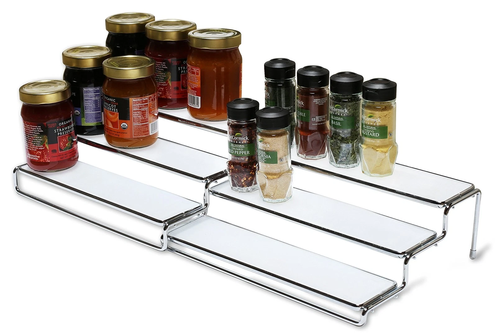 Spice Rack 3 Tier Expandable Shelf Organizer, Chrome