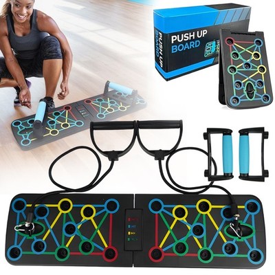 Liegestützbrett Set Faltbar Push Up Board Bracket Board mit 2 Widerstandsband
