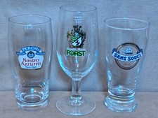 Collection of 3 Vintage Italian Beer Glasses - Forst-Peroni-Sans Souci