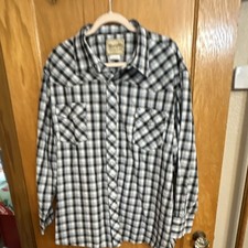 Wrangler Western Plaid Snap Button Long Sleeve Shirt Black Gray