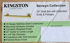 Kingston Brass GBS1424CS2 Berwyn 24" Stainless Steel Grab Bar, Polished Brass