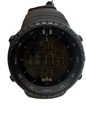 Round Watch T7005G Mens 51mm Black LCD Digital Quartz Alarm